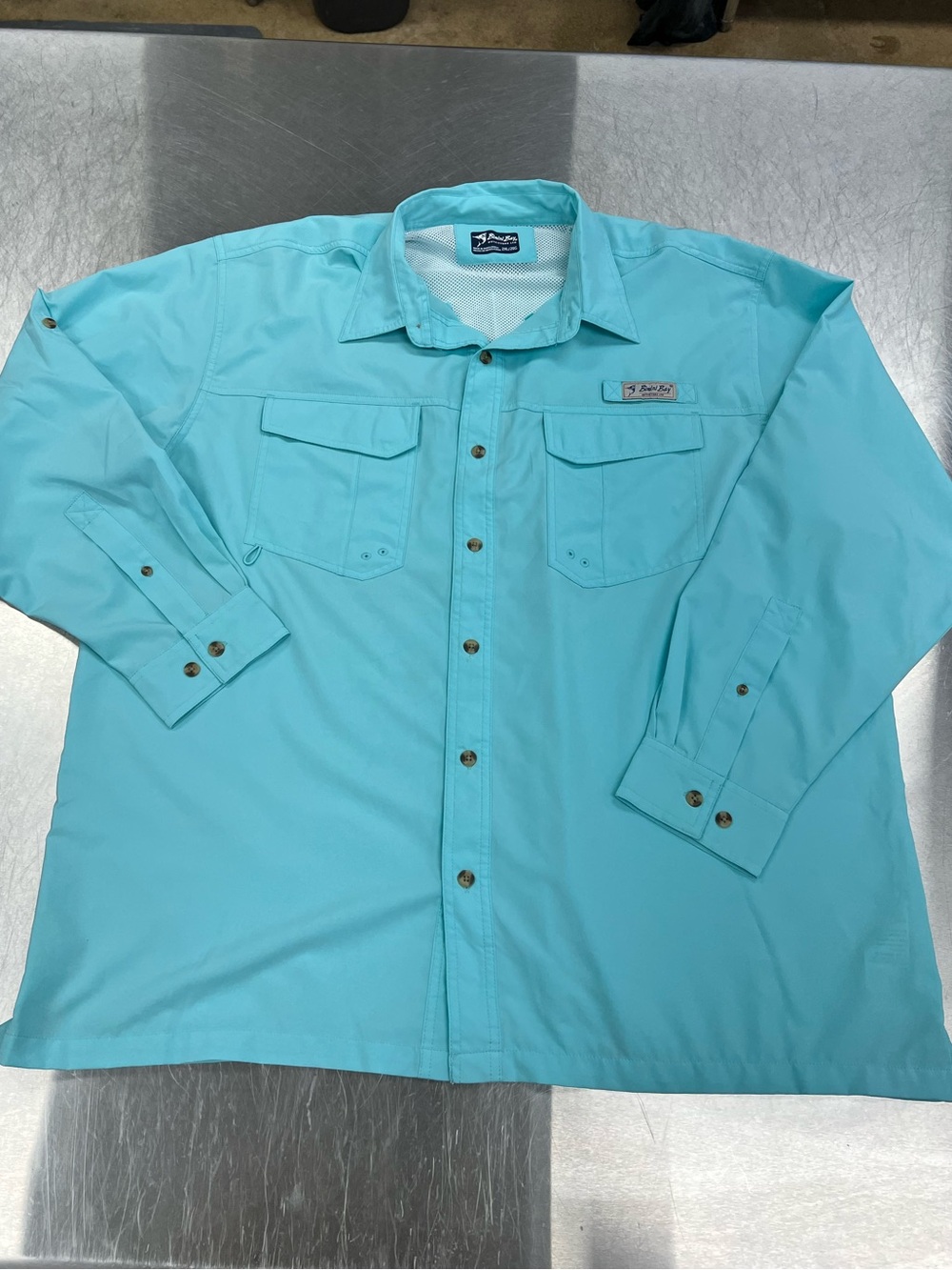 Bimini Bay Outfitters Men's Aqua Button-Down Shirt 2XL Fishing or Casual